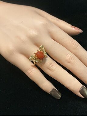 Adjust. Butterfly Carnelian ring